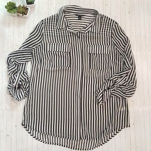 I ❤ RONSON | See Through Striped Buttoned Shirt